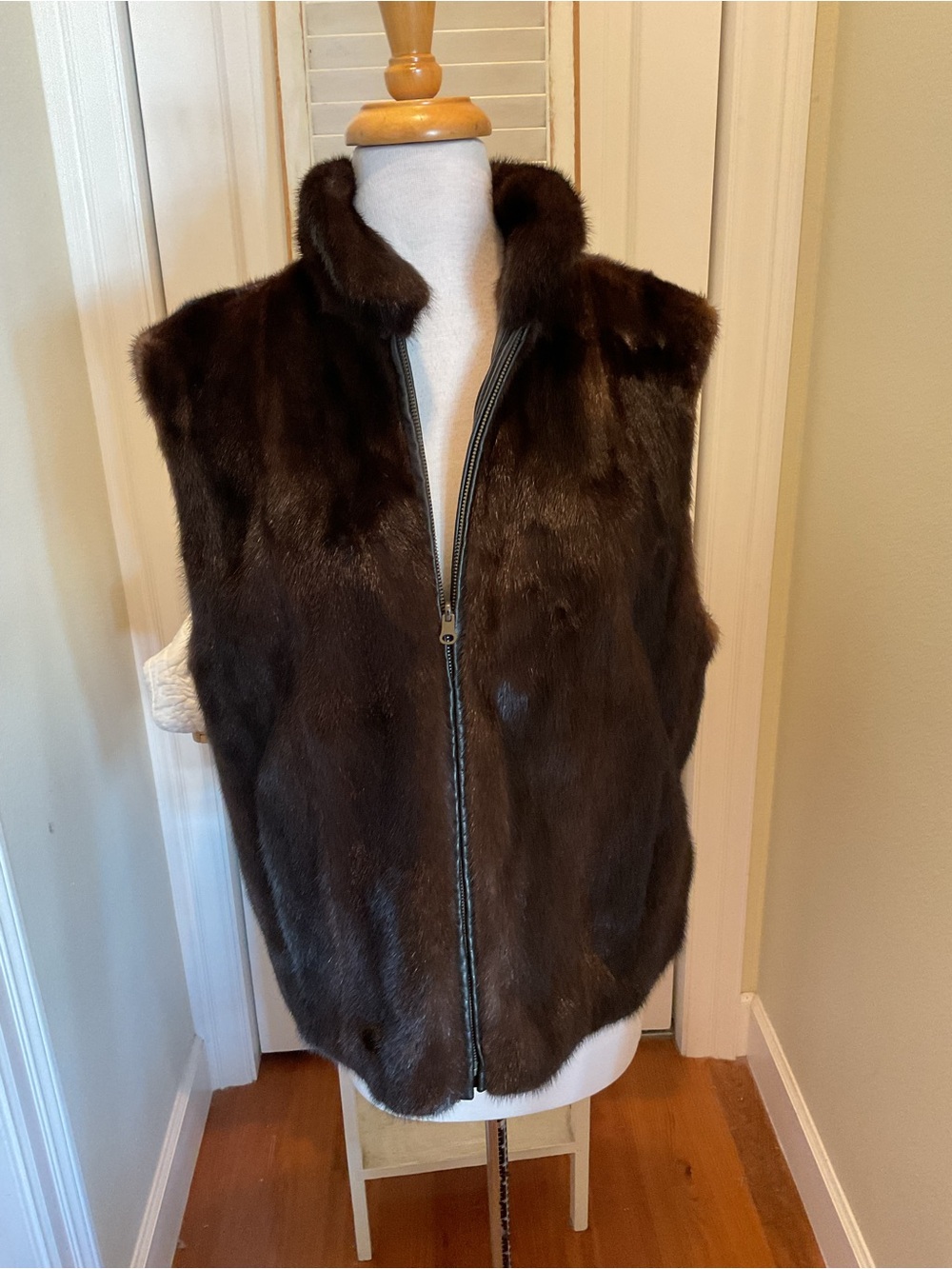 Mink Fur Leather Vest Reversible